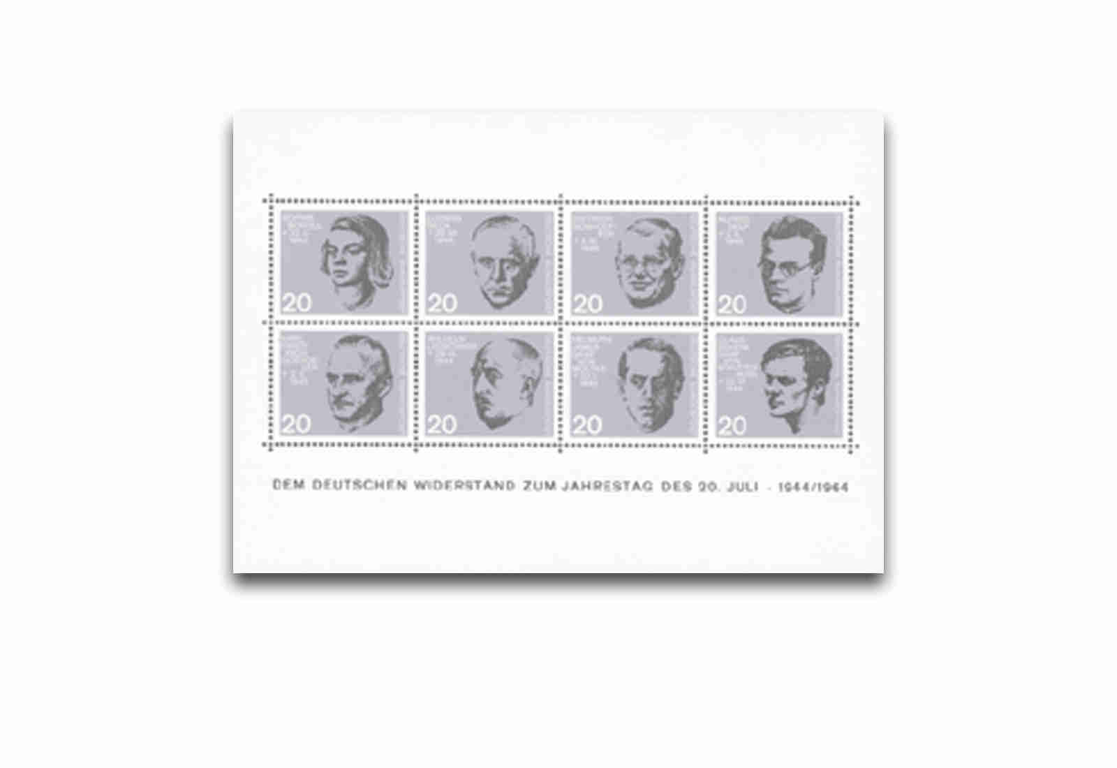 Briefmarken BRD zum 20. Jahrestags des Widerstands Block 3 1964 postfrisch