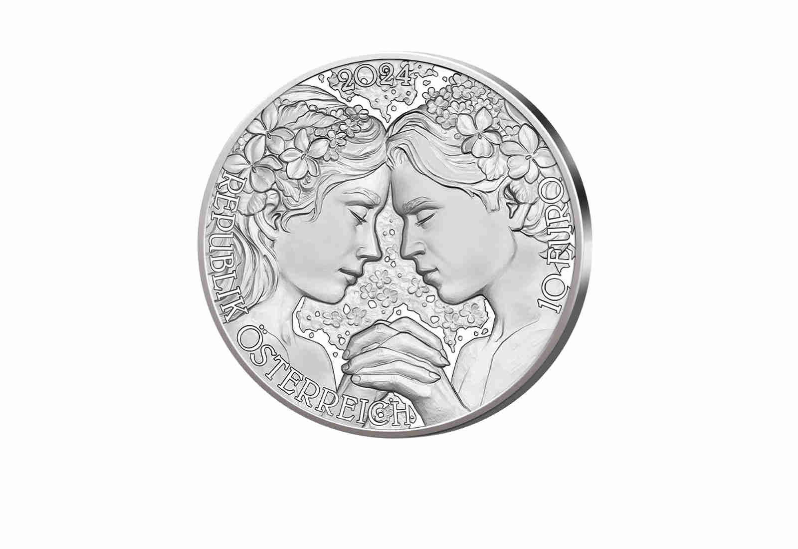 10 Euro Silbermünze 2024 Österreich Veilchen hgh