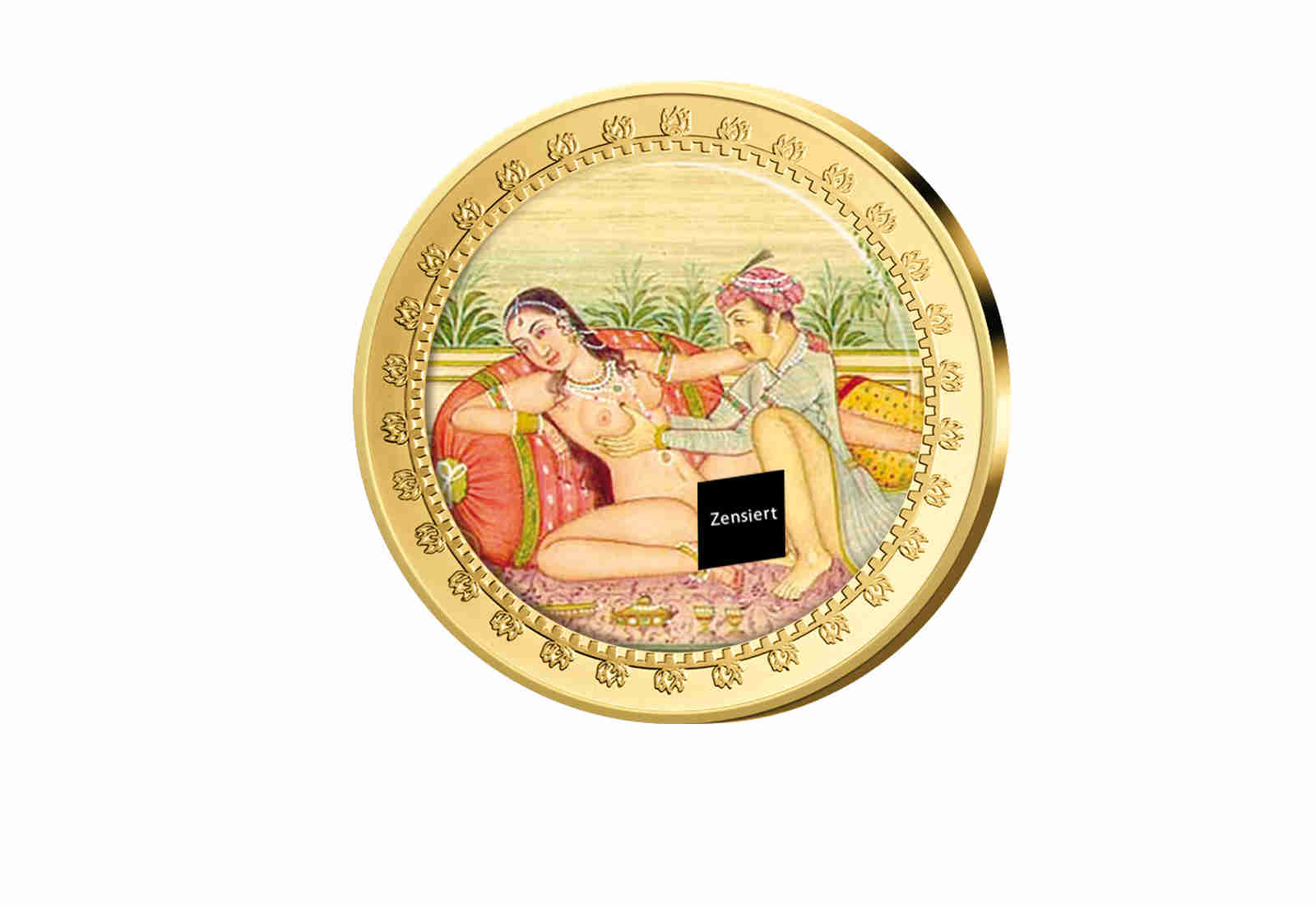 Kamasutra Farbapplikation Motiv Lotosstellung