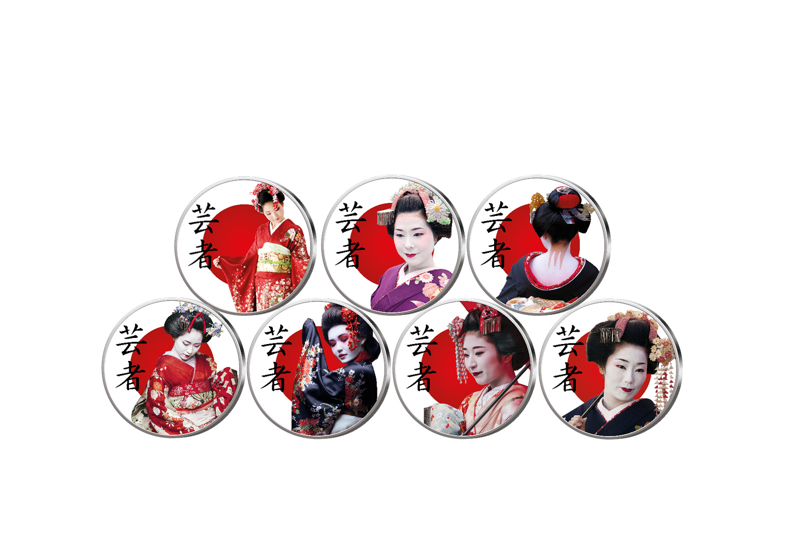 Japans Geishas 7er Kollektion mit Farbapplikation im Etui inkl. Zertifikat