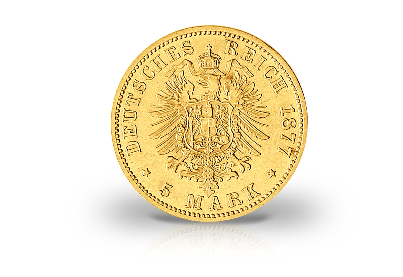 5 Mark Goldmünze 1877-1878 Deutsches Kaiserreich Bayern Ludwig II. J. 195