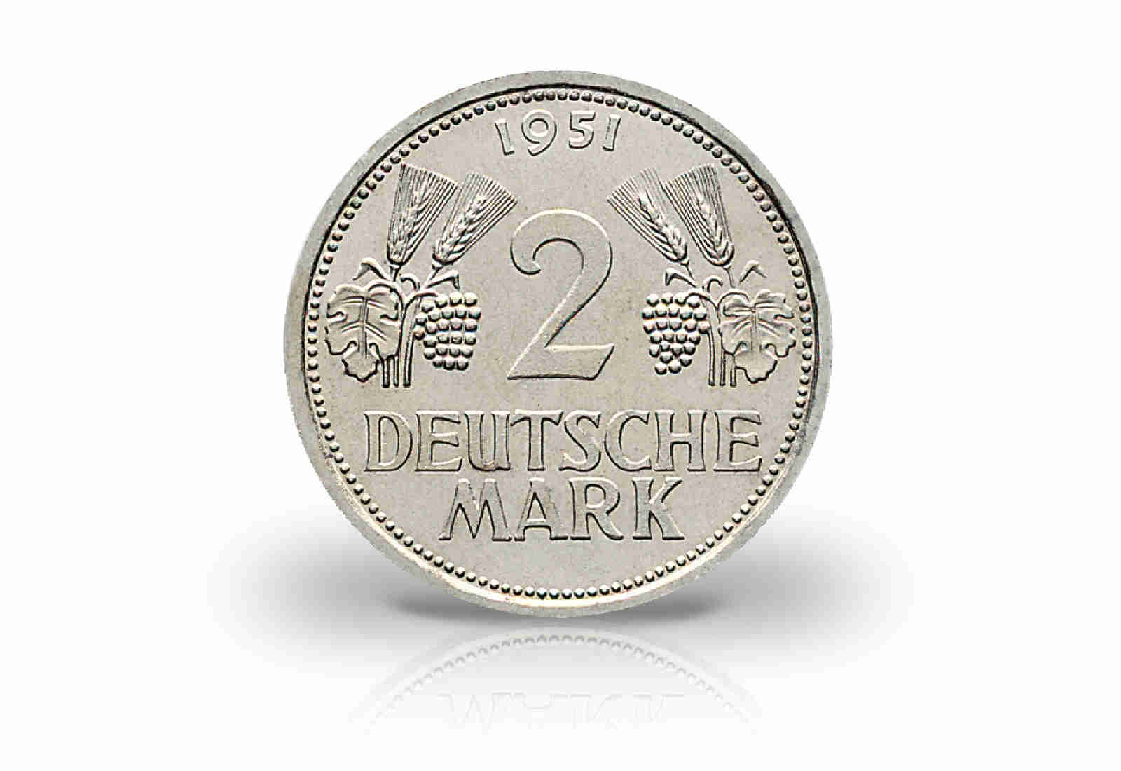 2 DM 1951 BRD Ähren Prägestätte G Jaeger-Nr. 386