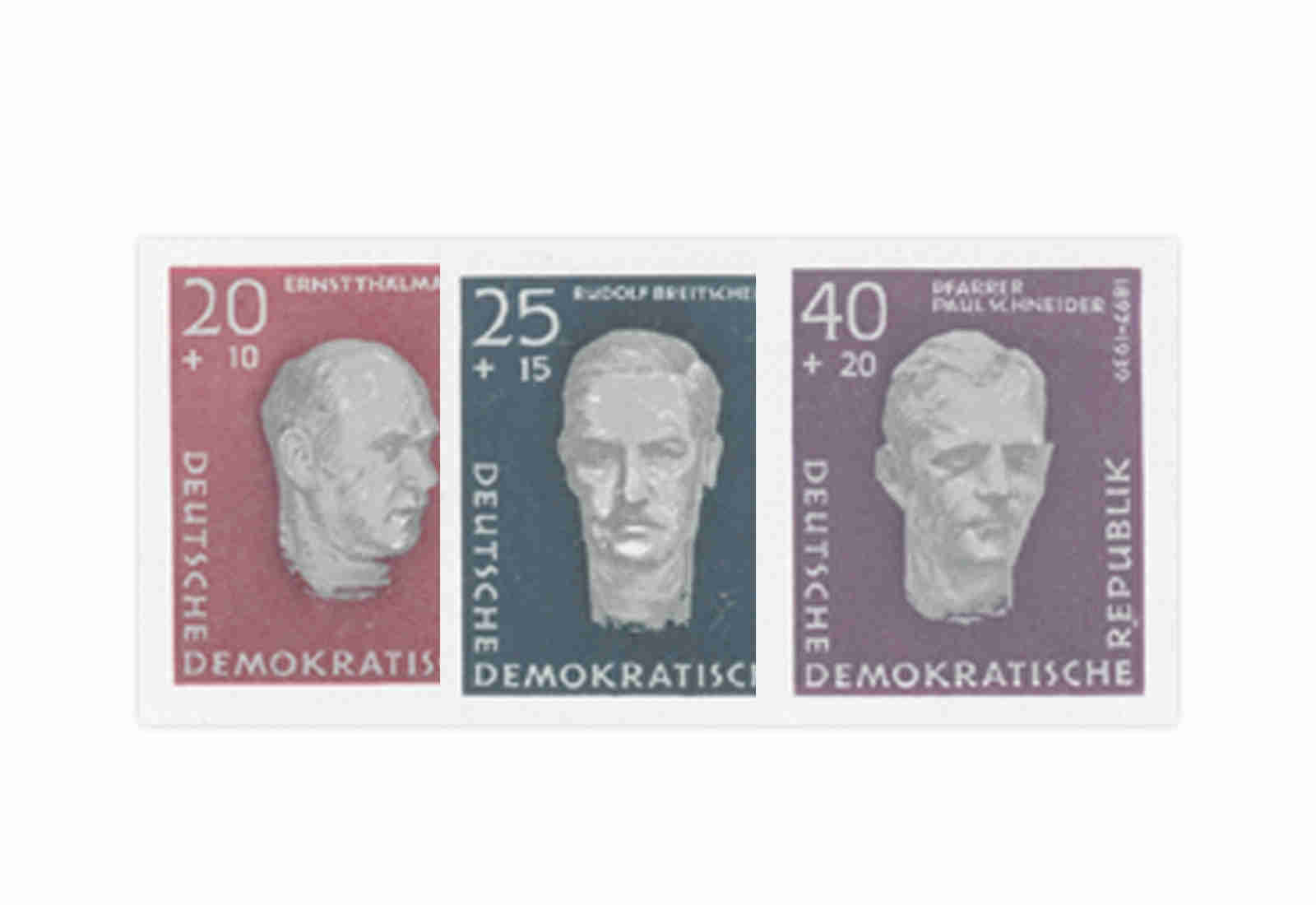 Briefmarken DDR Block Aufbau Nationaler Gedenkstätten 1957 Michel-Nr. 606-608 B postfrisch