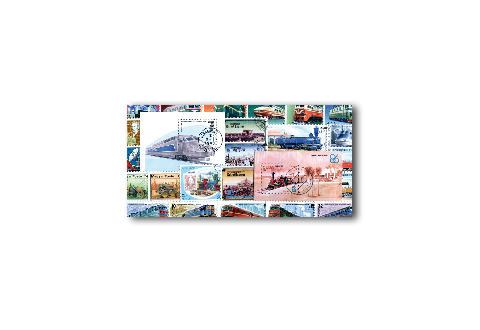 Briefmarken Eisenbahn Motiv-Sortiment 25 verschiedene Marken