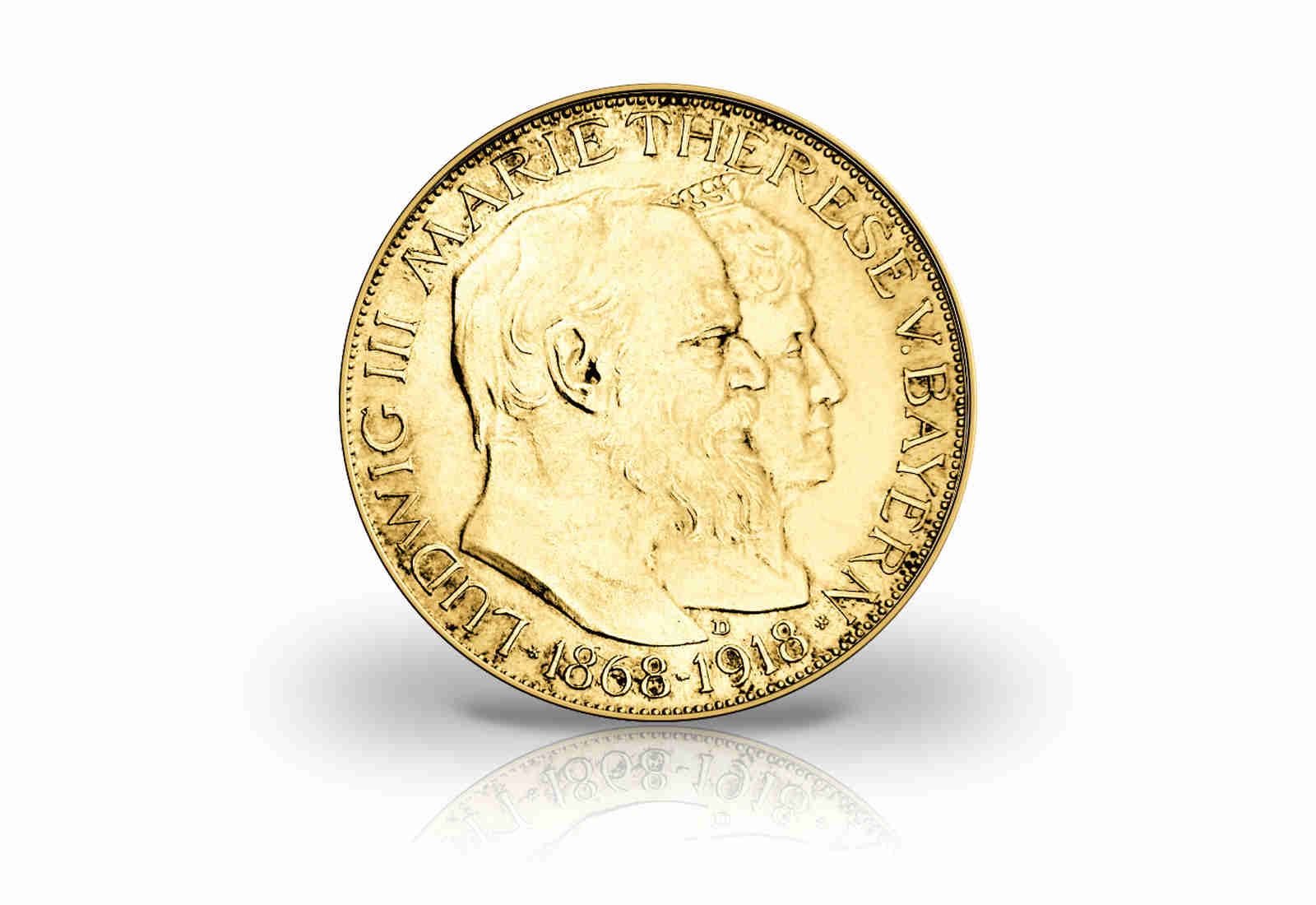 3 Mark-Goldmünze 1918 Deutsches Kaiserreich zur Goldhochzeit Ludwig III.