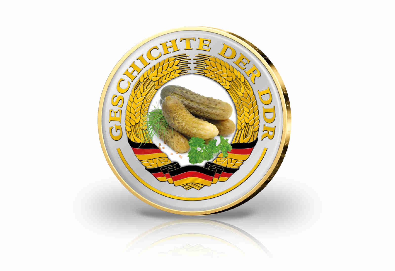 5 Ost-Mark mit Farbapplikation Spreewaldgurken DDR Ostalgie Serie
