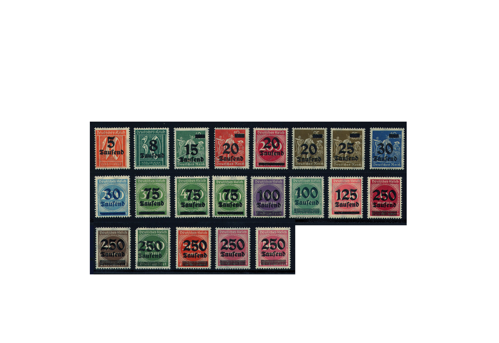 Briefmarken Deutsches Reich Notausgaben der Hochinflation 1923 Michel-Nr. 277/96 postfrisch