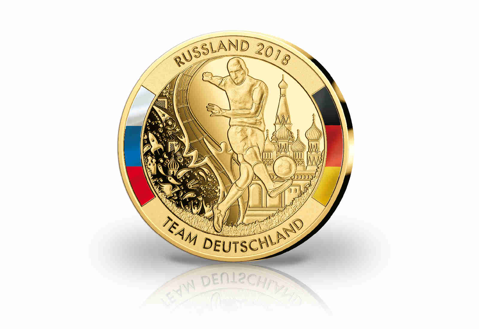 Gigantenprägung Deutschland Fußball Weltmeisterschaft 2018 mit 24 Karat Goldauflage