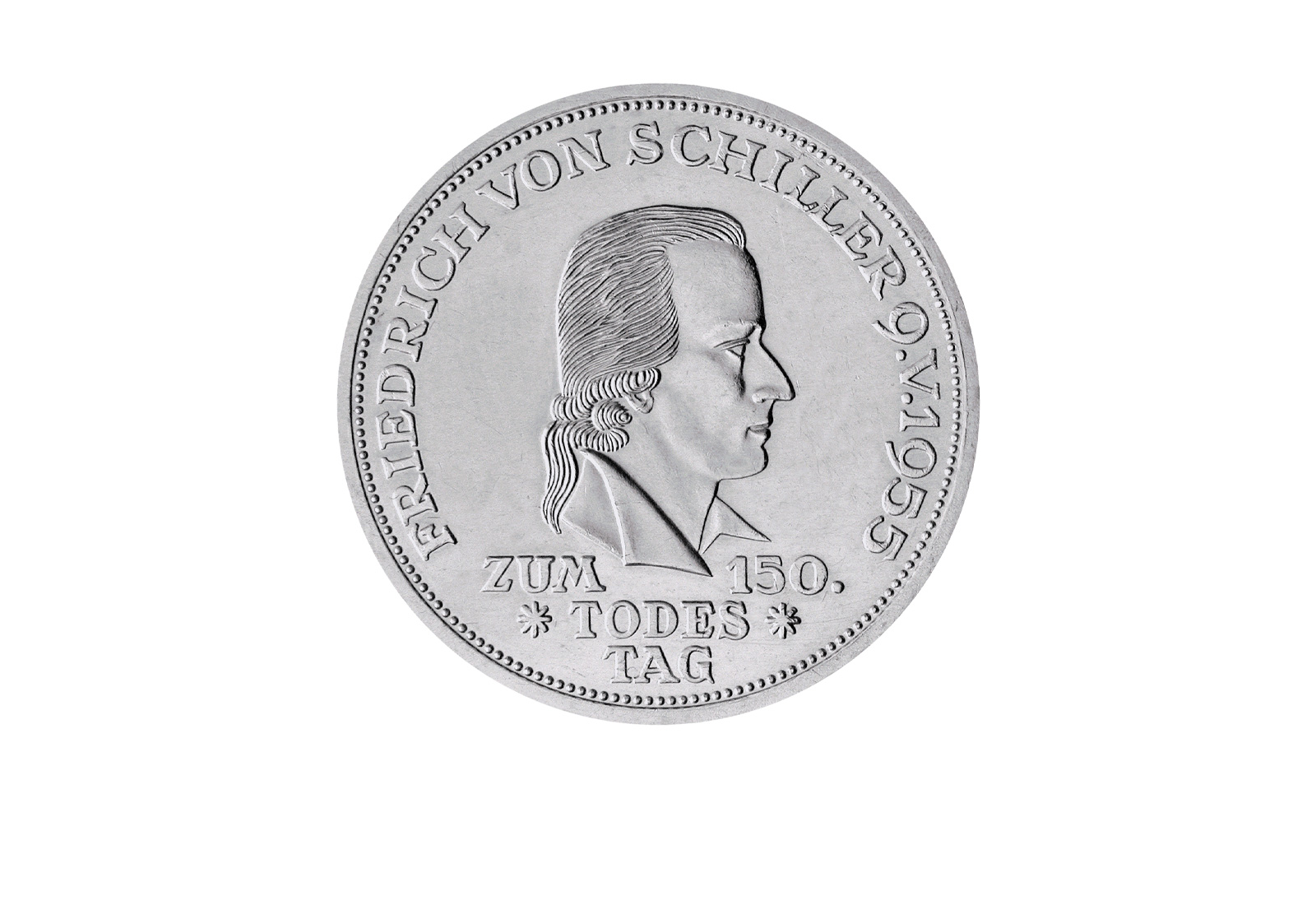 5 DM Silber 1955 BRD 150 Todestag Schiller Jaeger Nummer 389 ss-vz