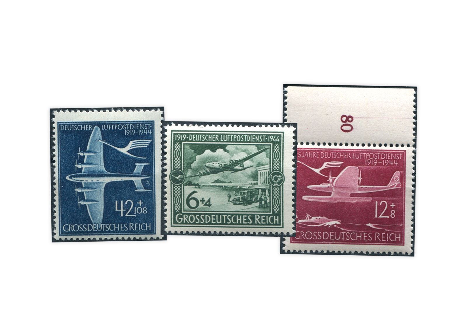 Briefmarken Deutsches Reich 25 Jahre Deutscher Luftpostdienst Michel-Nr. 866/68 postfrisch