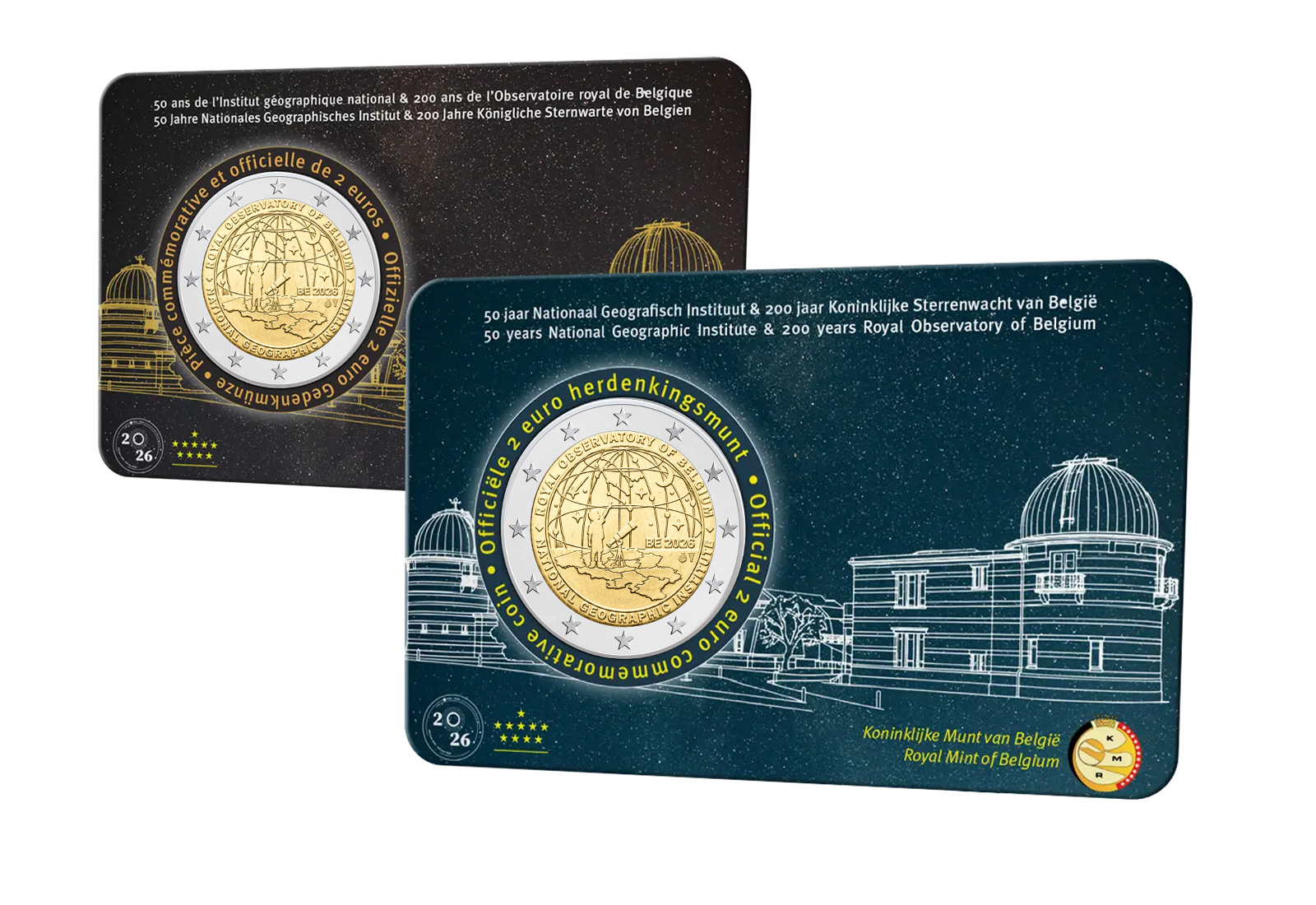 2 Euro 2026 Belgien 50 Jahre Nationales Geographisches Institut - Coincard unserer Wahl