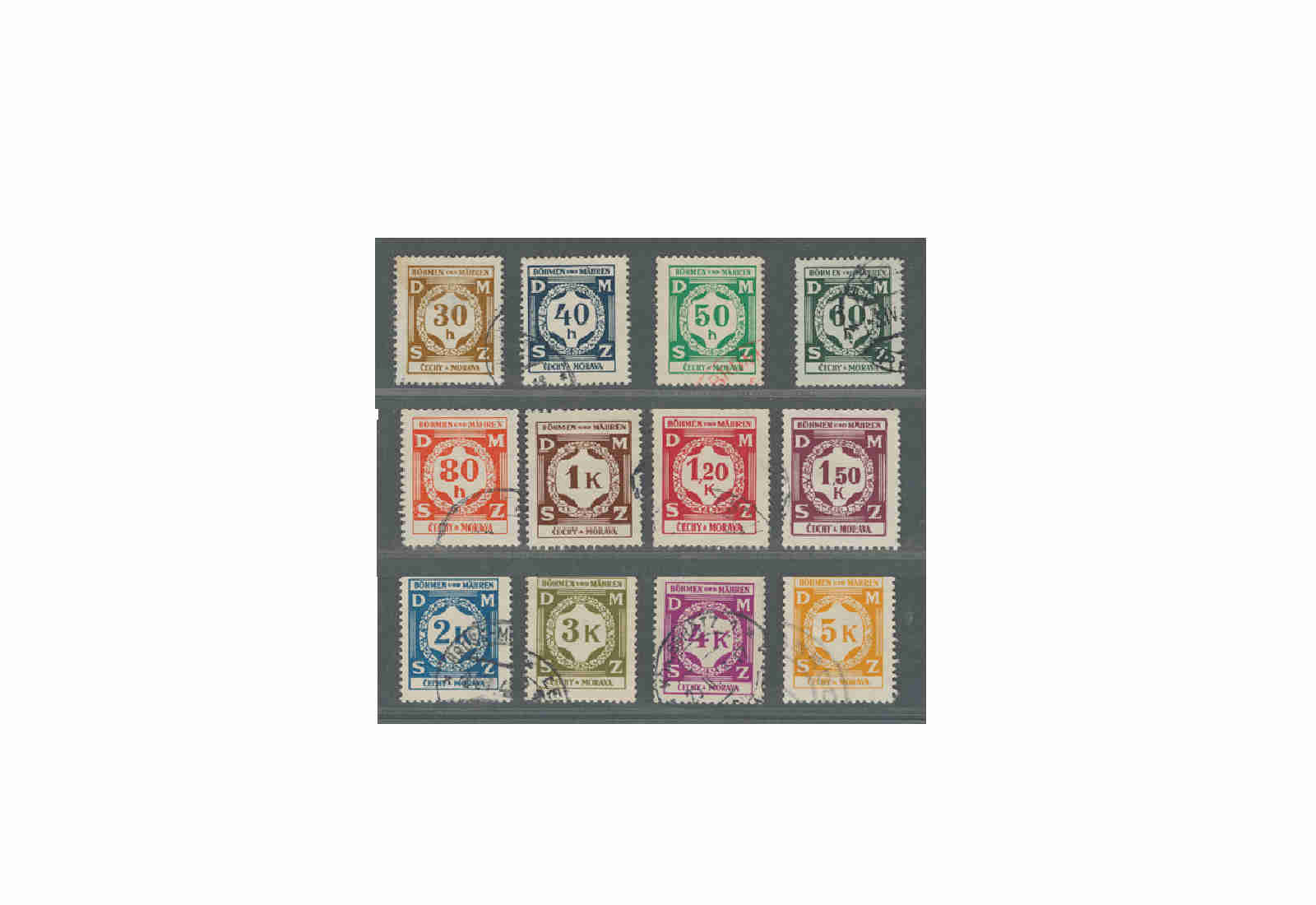 Briefmarken Böhmen und Mähren Dienstmarken Ziffern Michel-Nr. D 1 -  D 12 postfrisch