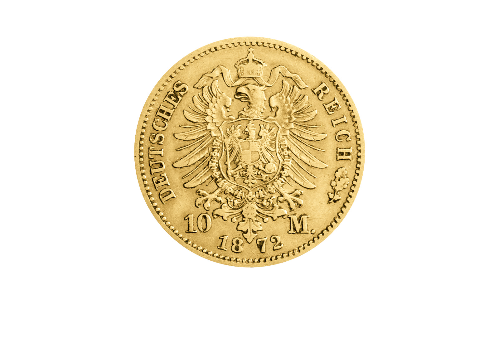 10 Mark Gold 1872 Kaiserreich Wilhelm I von Preußen J. 242 in Dokumentenmappe st