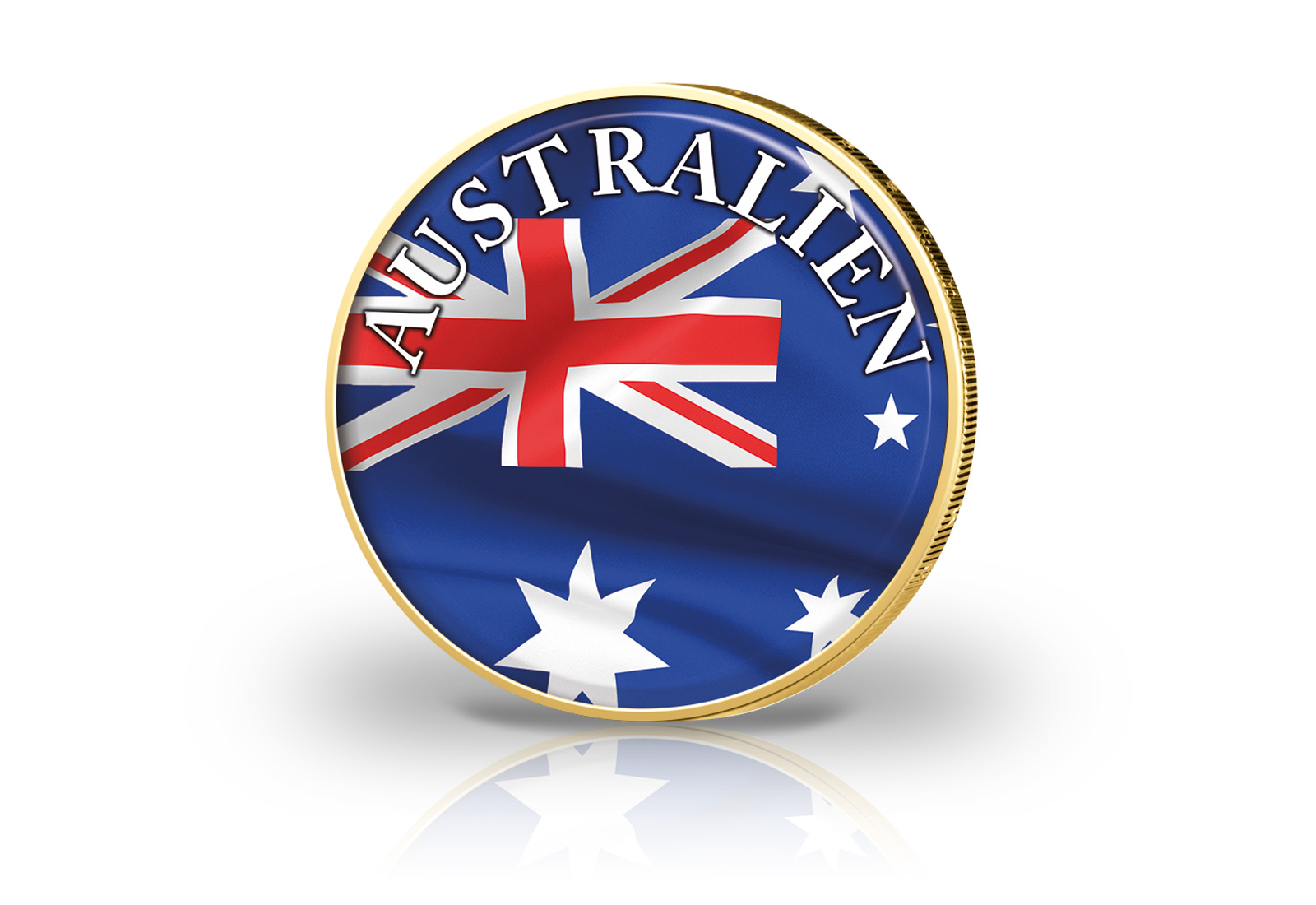 2 Euro vergoldet Australien Flagge mit Farbapplikation