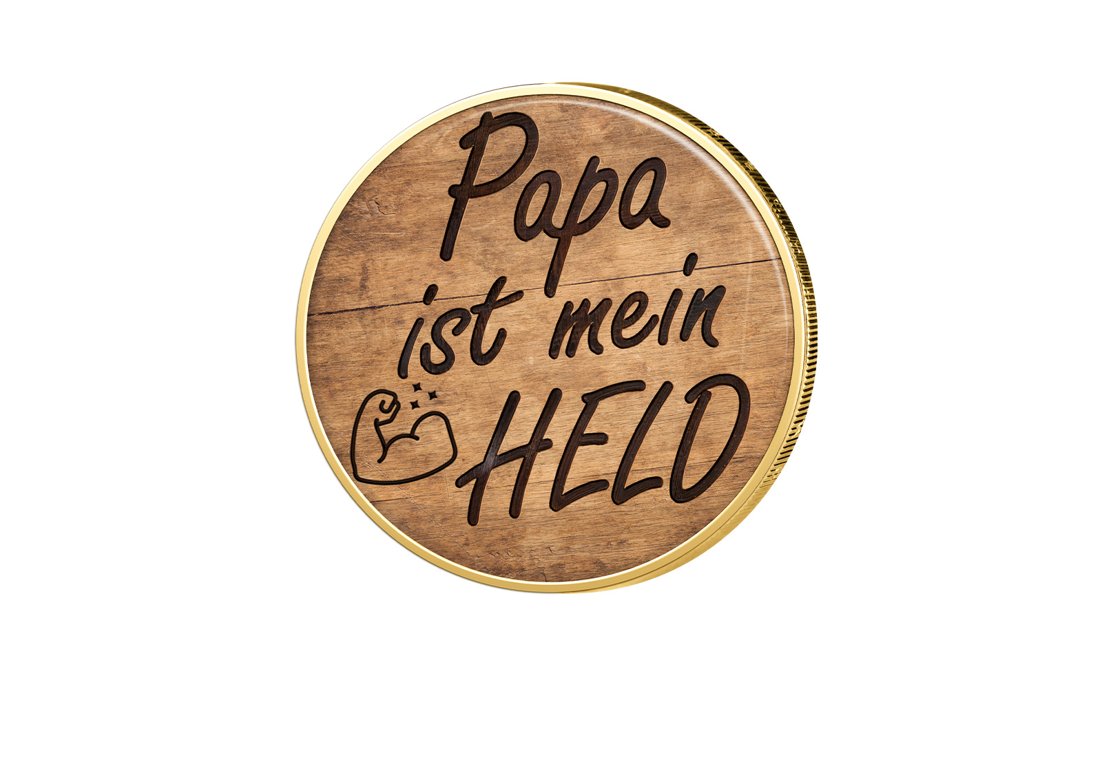 2 Euro mit Farbmotiv Geschenk Papa Vergoldet