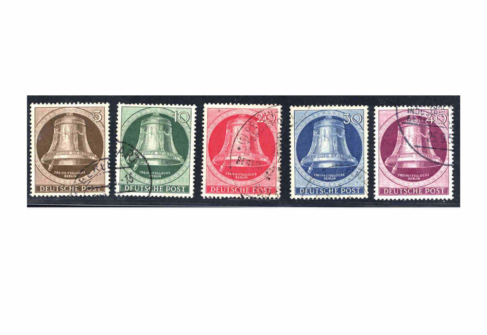 Briefmarke Berlin 75-79 gestempelt Glocken Klöppel links