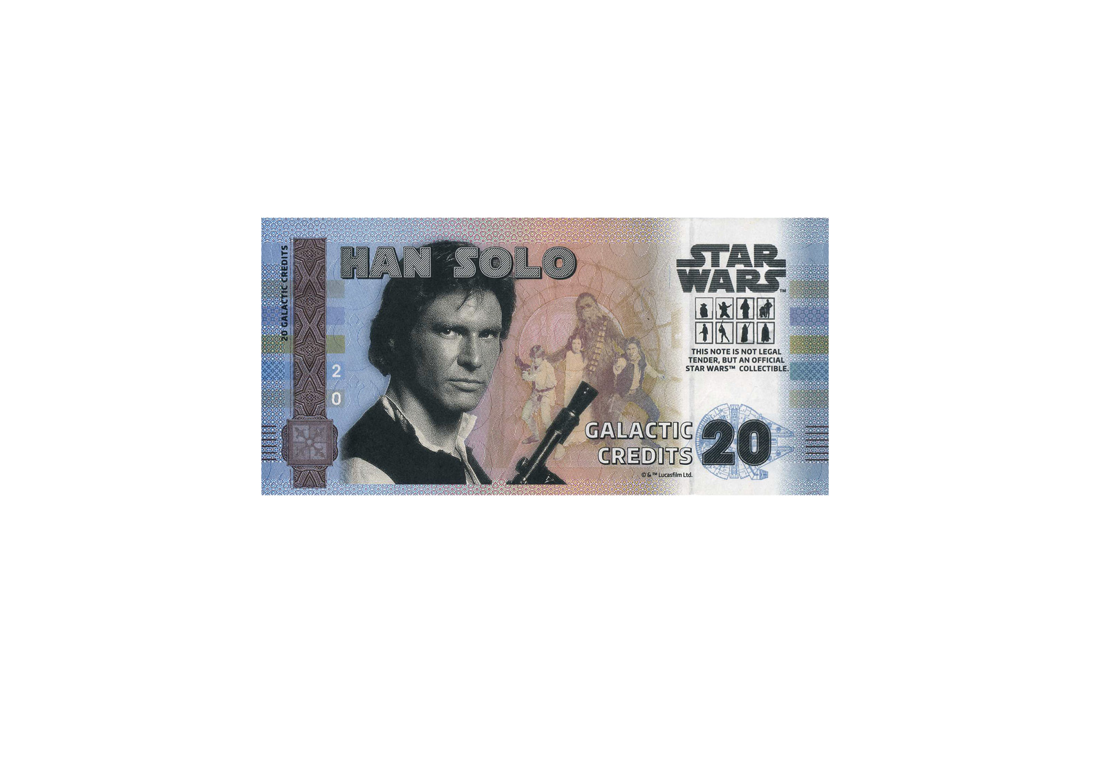 Souvenir 20 Galactic Credit Han Solo in Klappkarte Star Wars Serie