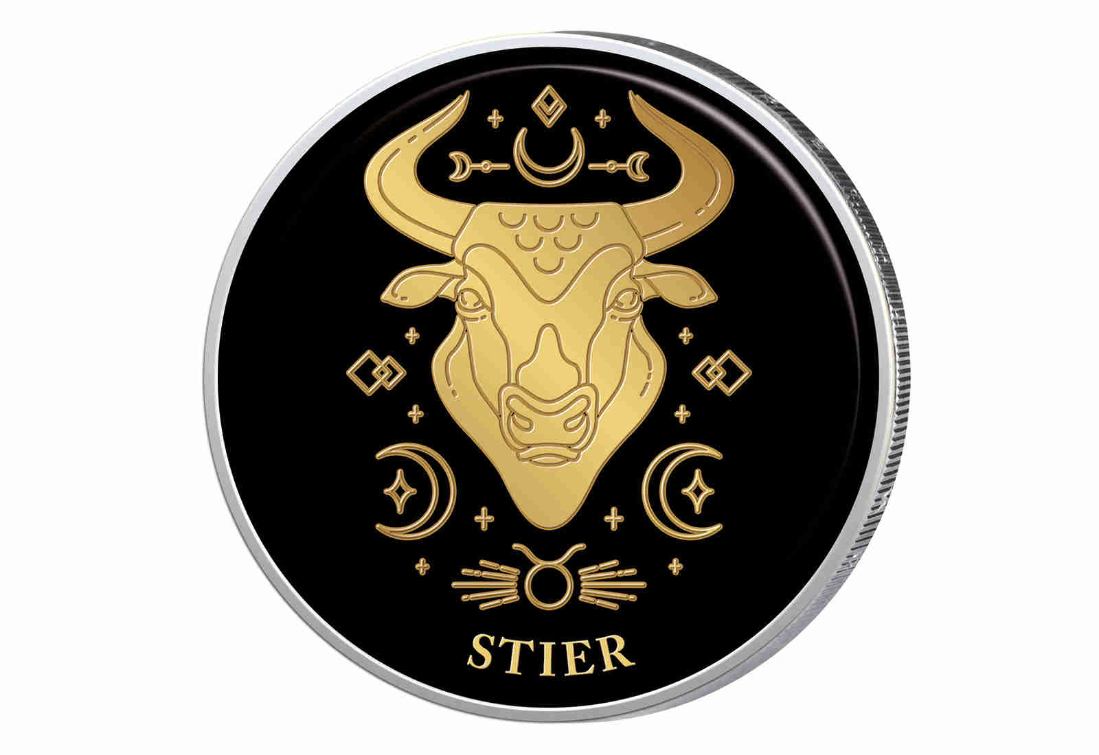 2 Euro mit Farbapplikation Sternzeichen Stier