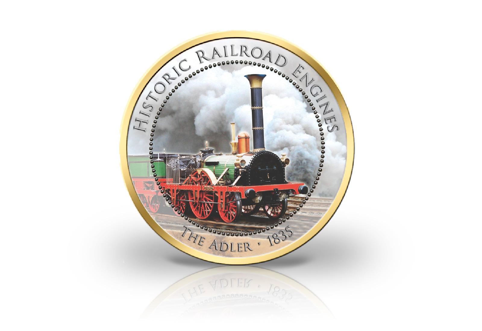 2 Euro Eisenbahn Der Adler 1835 mit Kaltemaille und 24 Karat Goldauflage