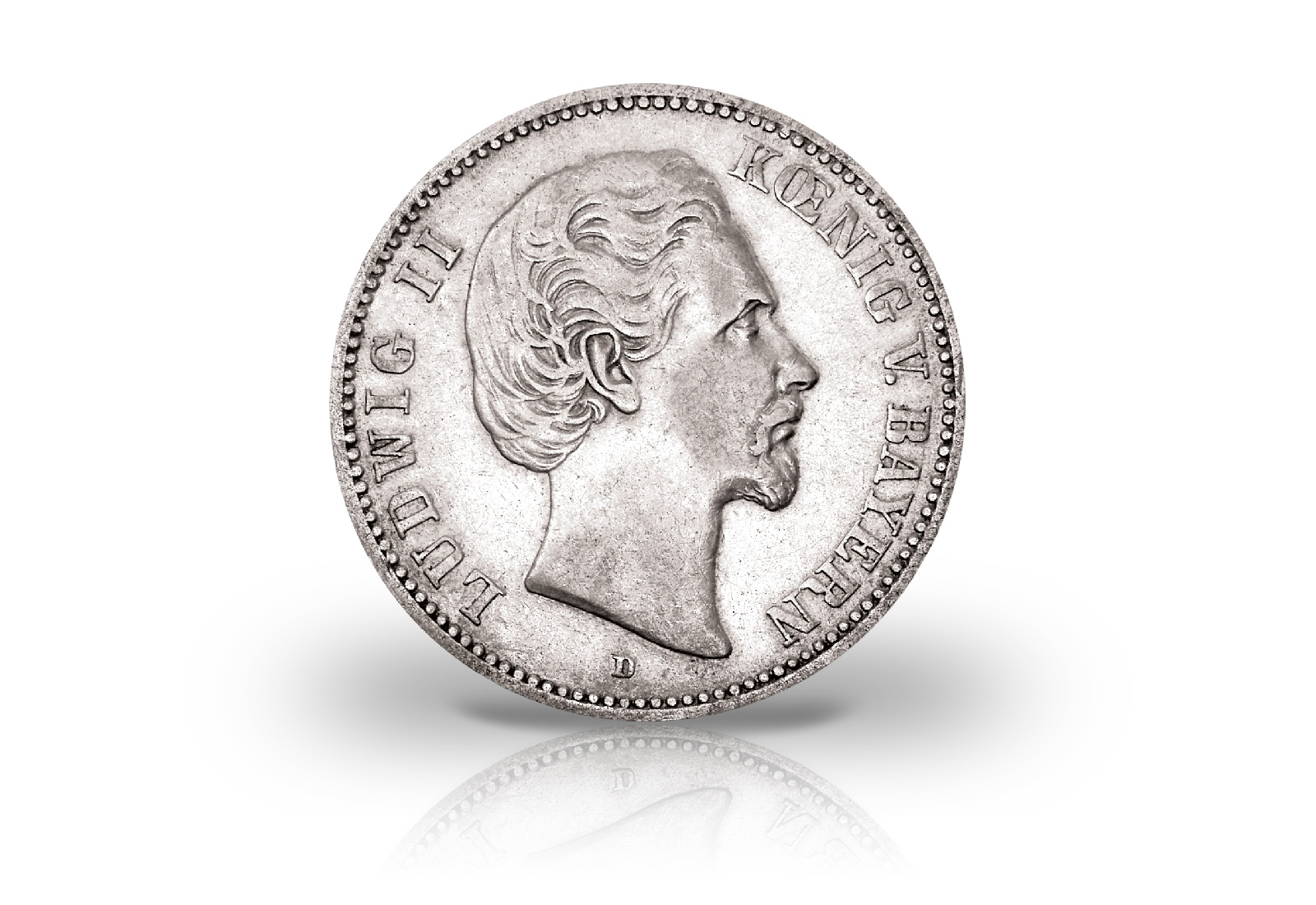 2 Mark 1876 Deutsches Kaiserreich Bayern König Ludwig II. Jaeger-Nr. 41