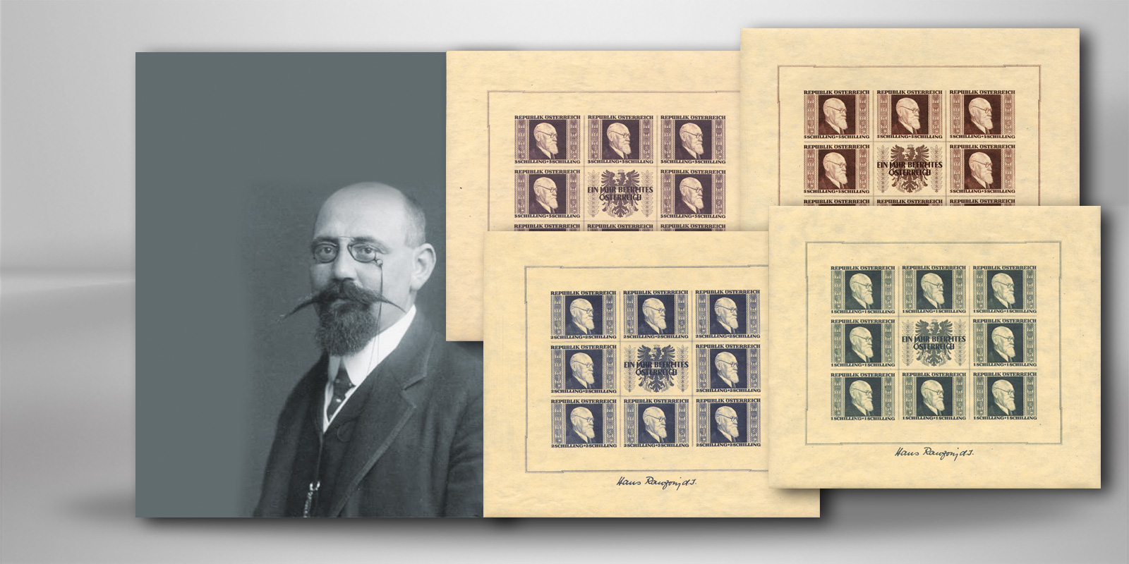 Österreich Renner-Kleinbogen Mi.Nr. 772/775 B postfrisch