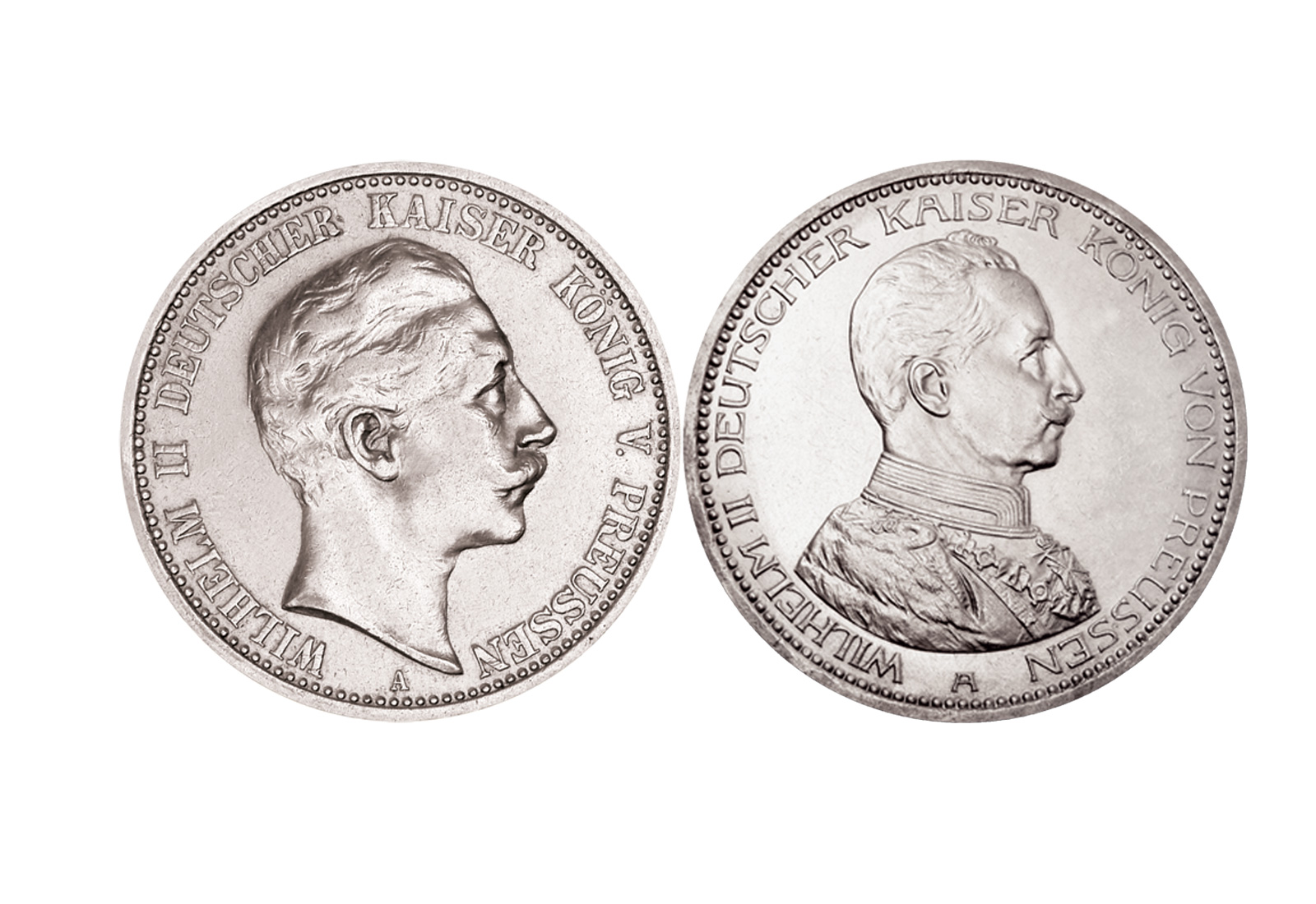 2 Mark 1892-1914 & 3 Mark 1914 Preußen im Set