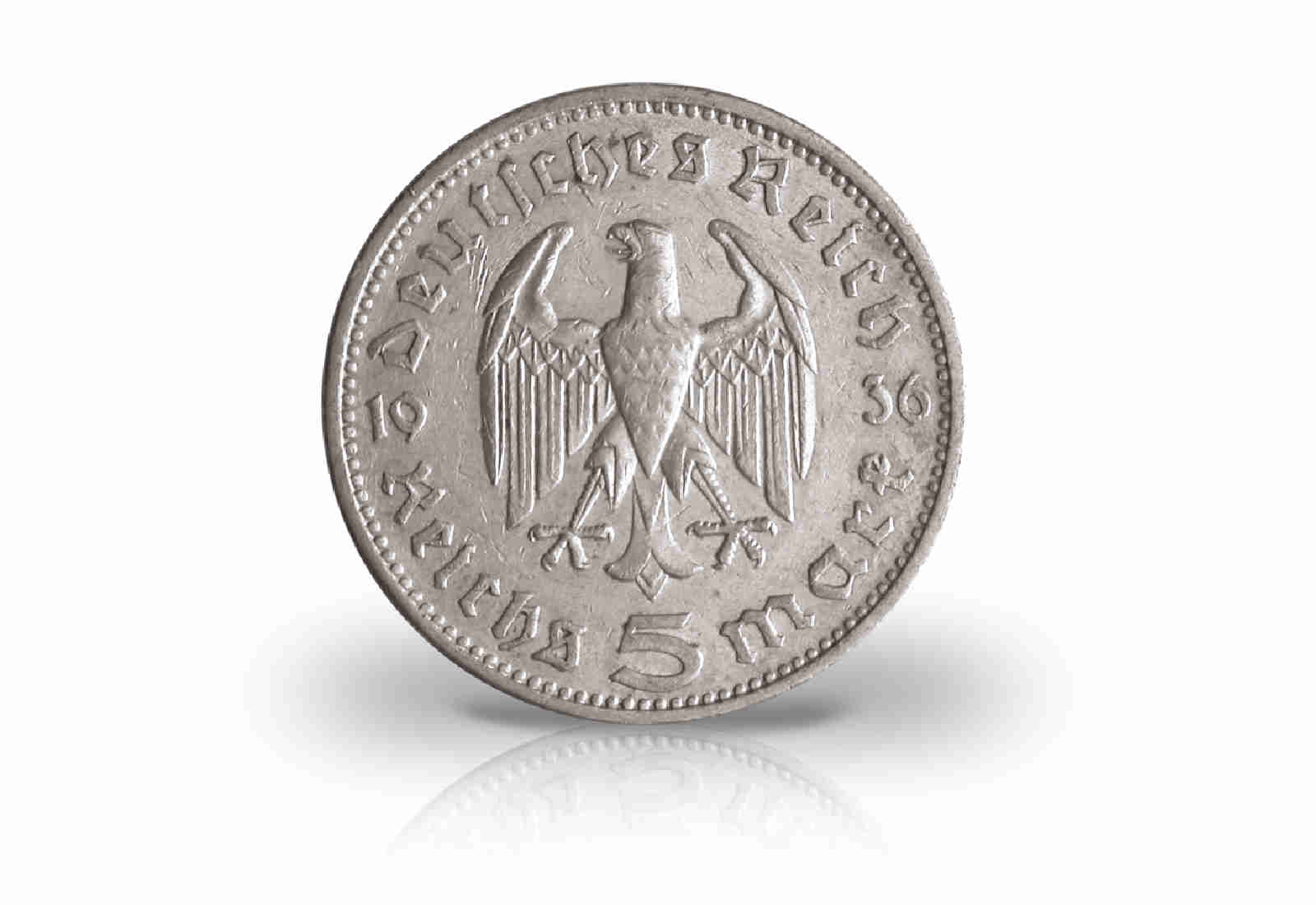 5 Reichsmark 1933-1936 Drittes Reich Hindenburg Jaeger-Nr. 360