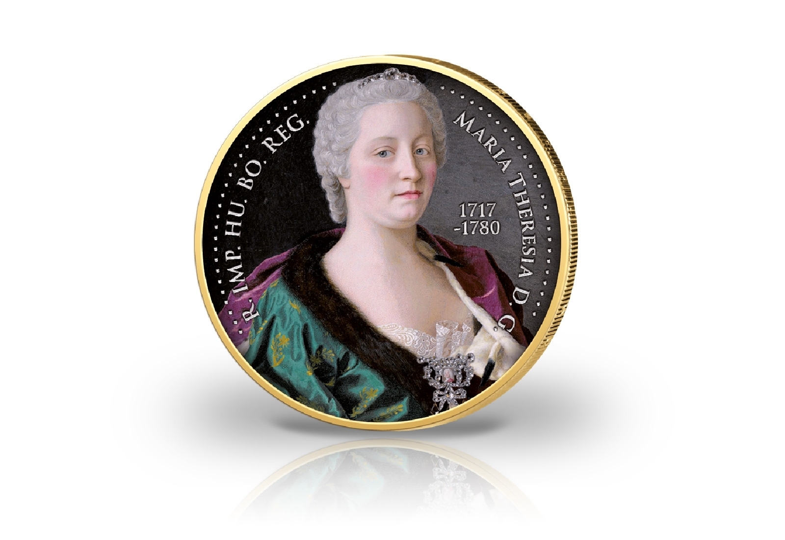 2 Euro 300. Geburtstag Maria Theresia mit Kaltemaille und 24 Karat Goldauflage