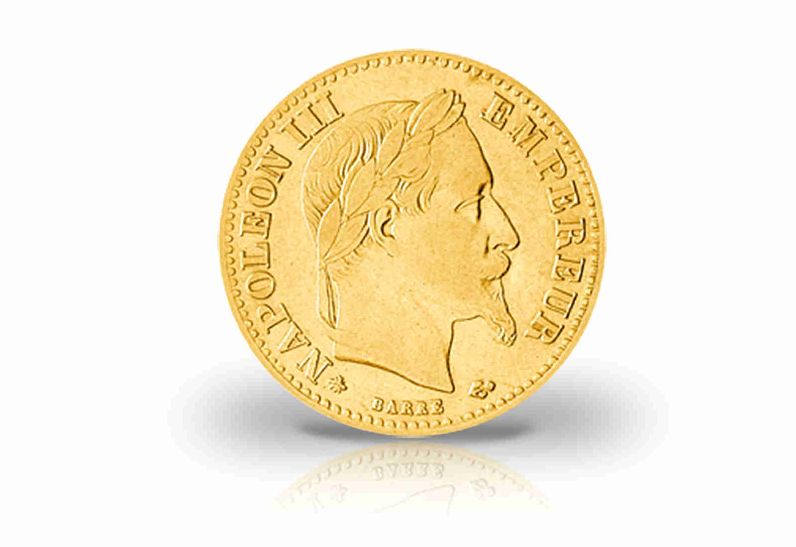 10 Francs Goldmünze 1861-1869 Frankreich Napoleon III. mit Kranz