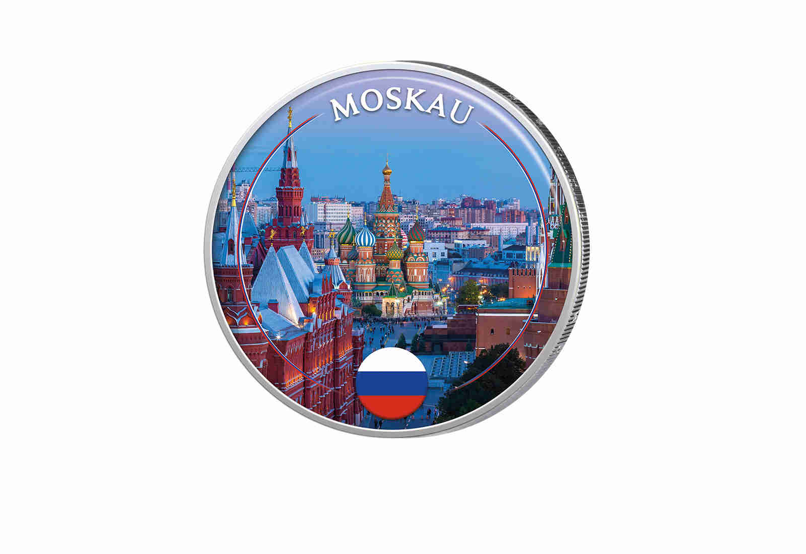 2 Euro mit Farbapplikation Moskau - Russland