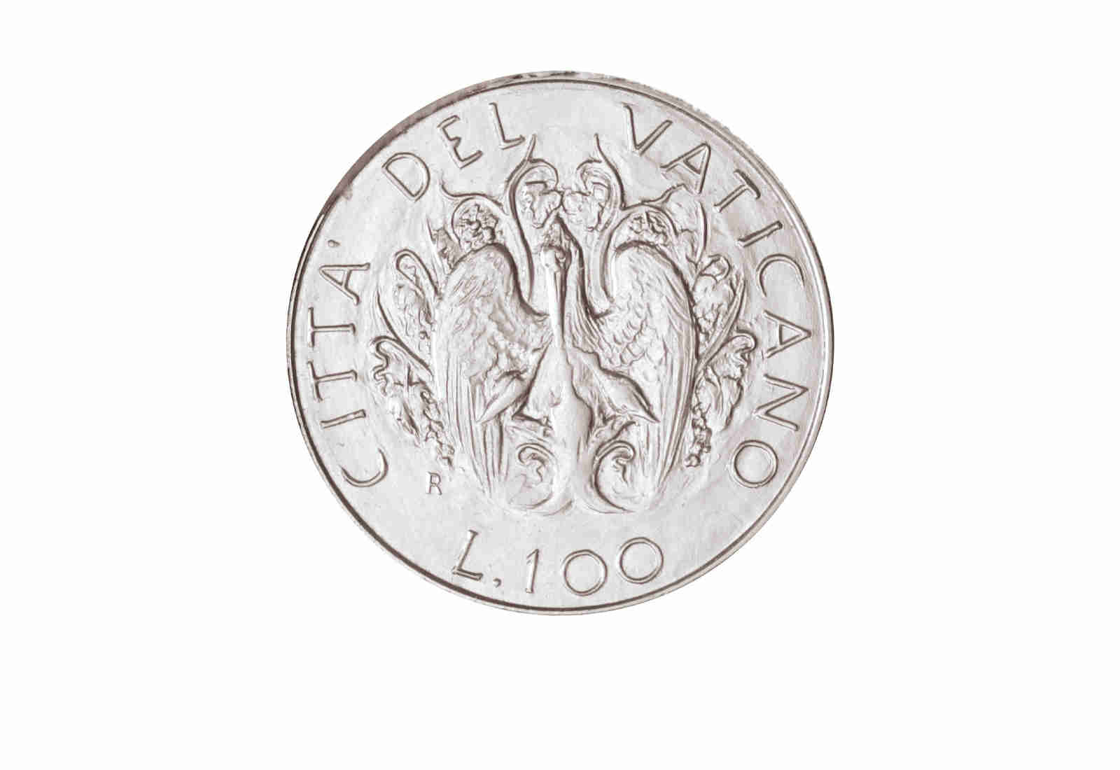 100 Lire 1989 Vatikan Papst Paul II. Pelikan und Küken
