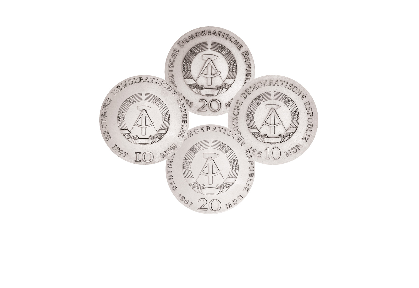 Die Ersten Vier Gedenkmünzen 1966-1967 DDR