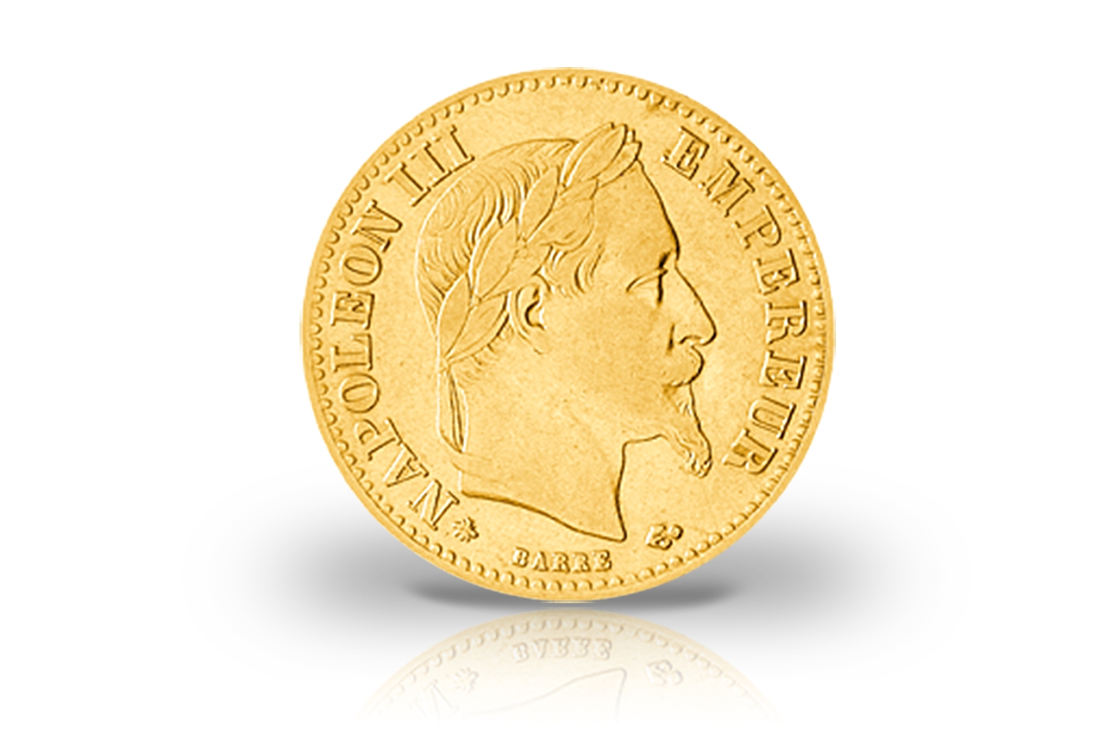 10 Francs Goldmünze 1861-1869 Frankreich Napoleon III. mit Kranz