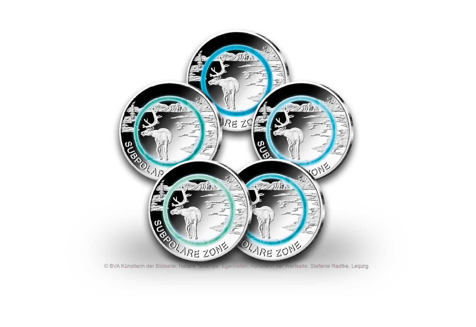 5 Euro 2020 Deutschland Subpolare Zone mit Polymerring PP Prägestätte A-J