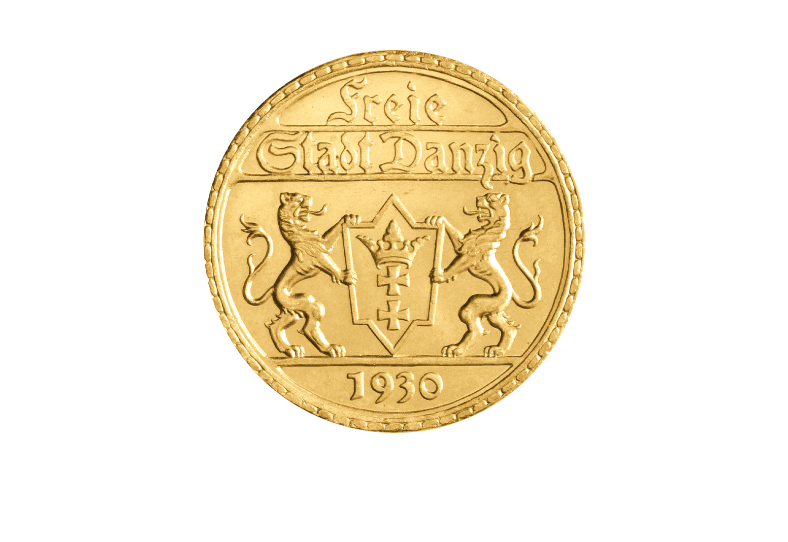 Danzig 25 Gulden Goldmünze 1930 Neptun st