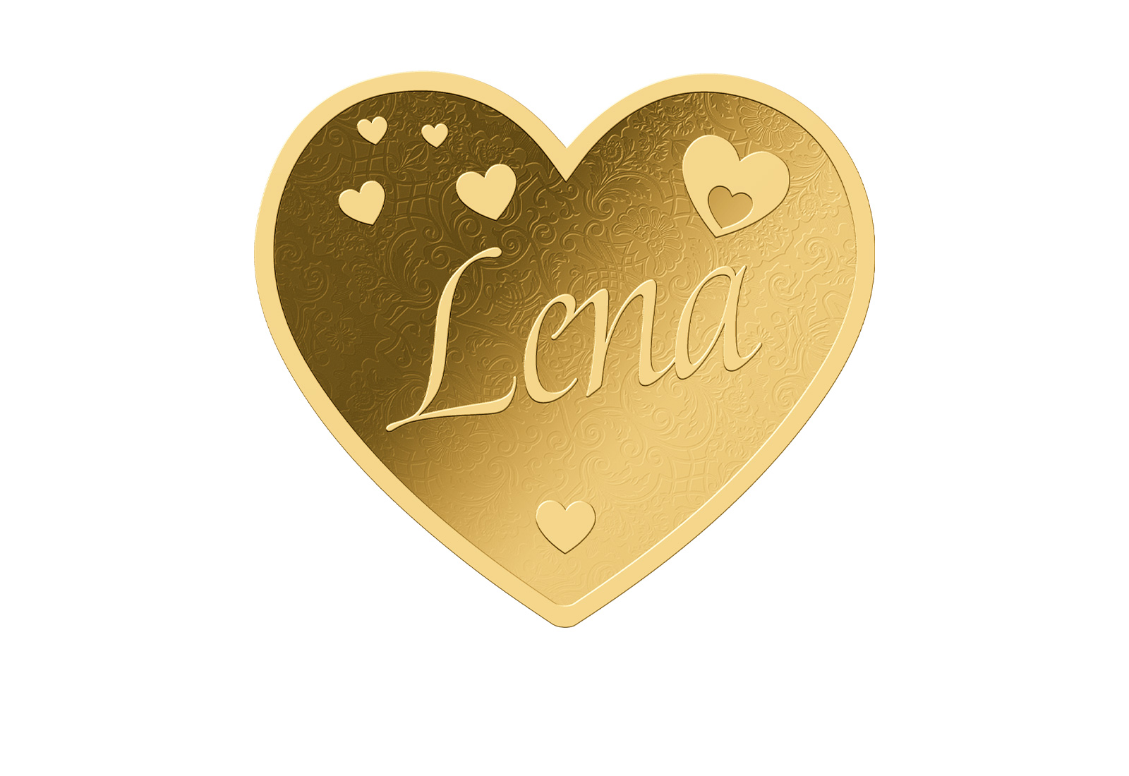 Goldmünze Motiv "Herz Lena" 999/1000 Gold im Geschenketui