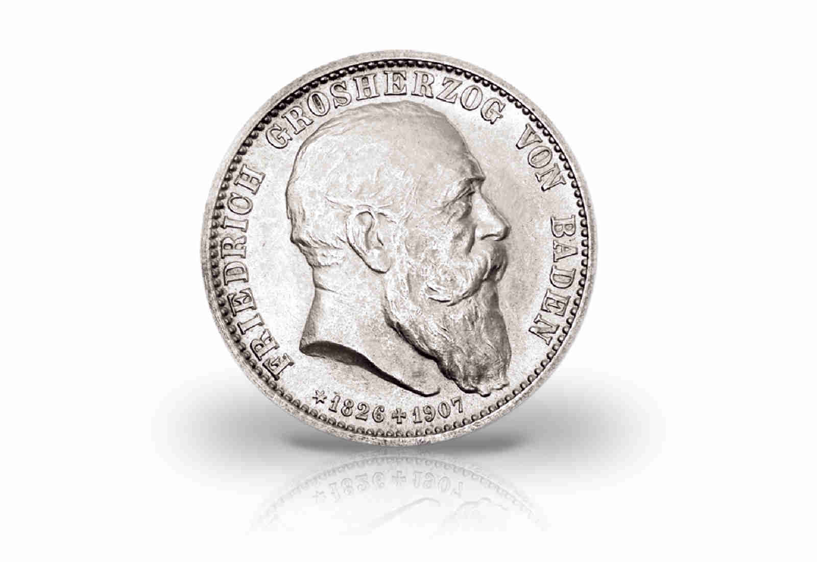 5 Mark 1907 Deutsches Kaiserreich Baden Tod Großherzog Friedrich I. Jaeger-Nr. 37