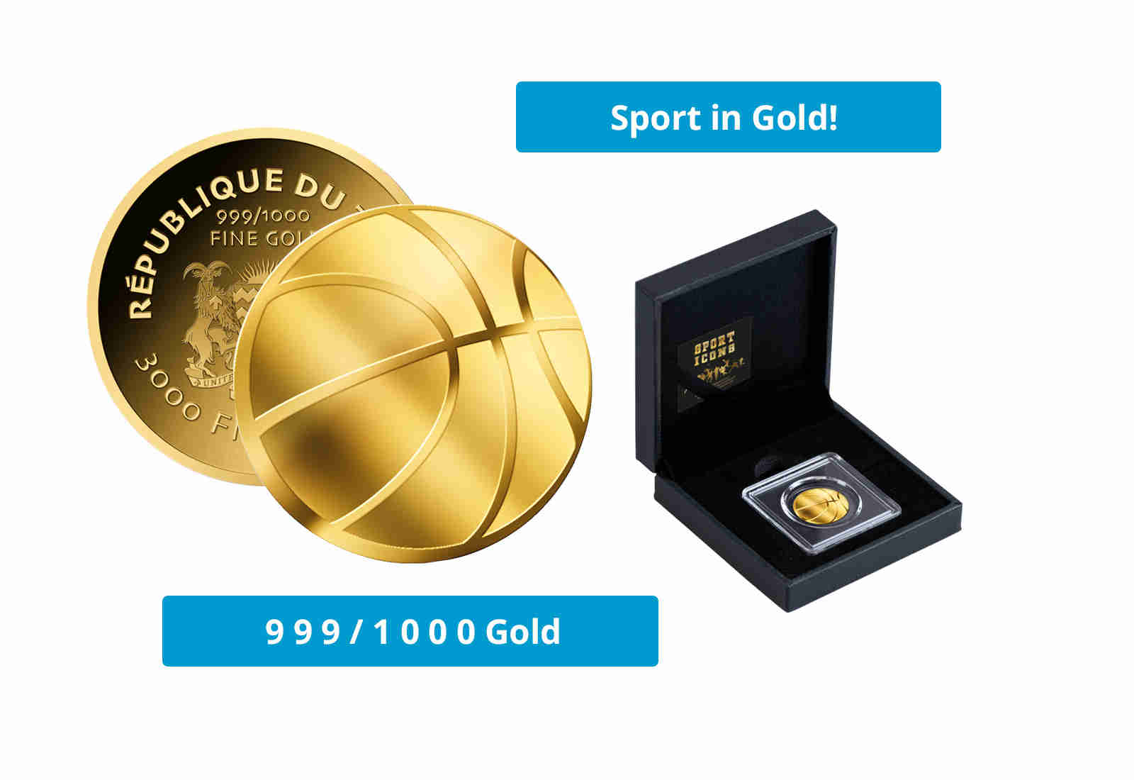 Goldmünze Motiv "Basketball" 999/1000 Gold Geschenk