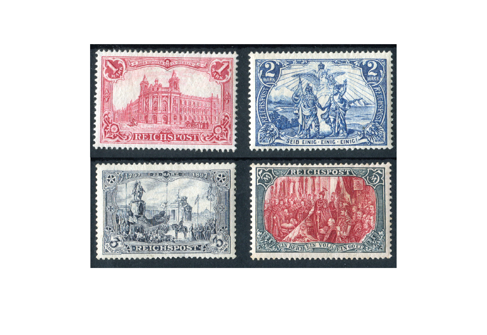 Briefmarken Deutsches Reich 1900 Michel-Nr. 63/66 Falz