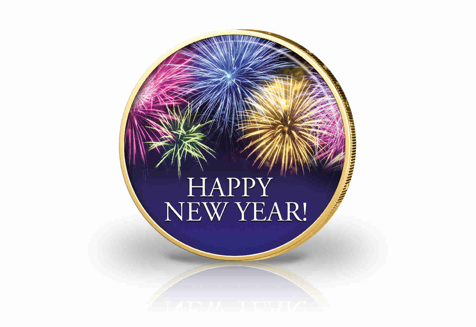 2 Euro mit Farbmotiv und Goldauflage Happy New Year