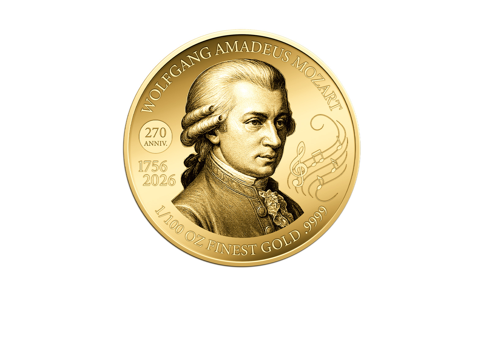 Goldmünze 270. Geburtstag W. Amadeus Mozart