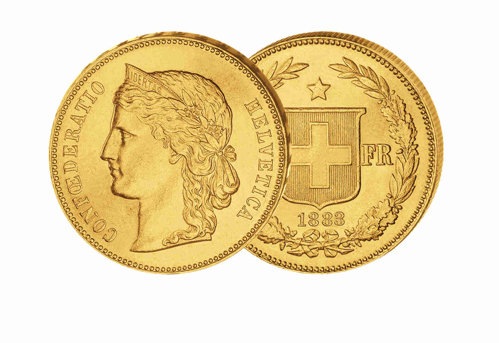 20 Franken Helvetia 1883 - 1896 Goldmünzen Schweiz als 10er-Set