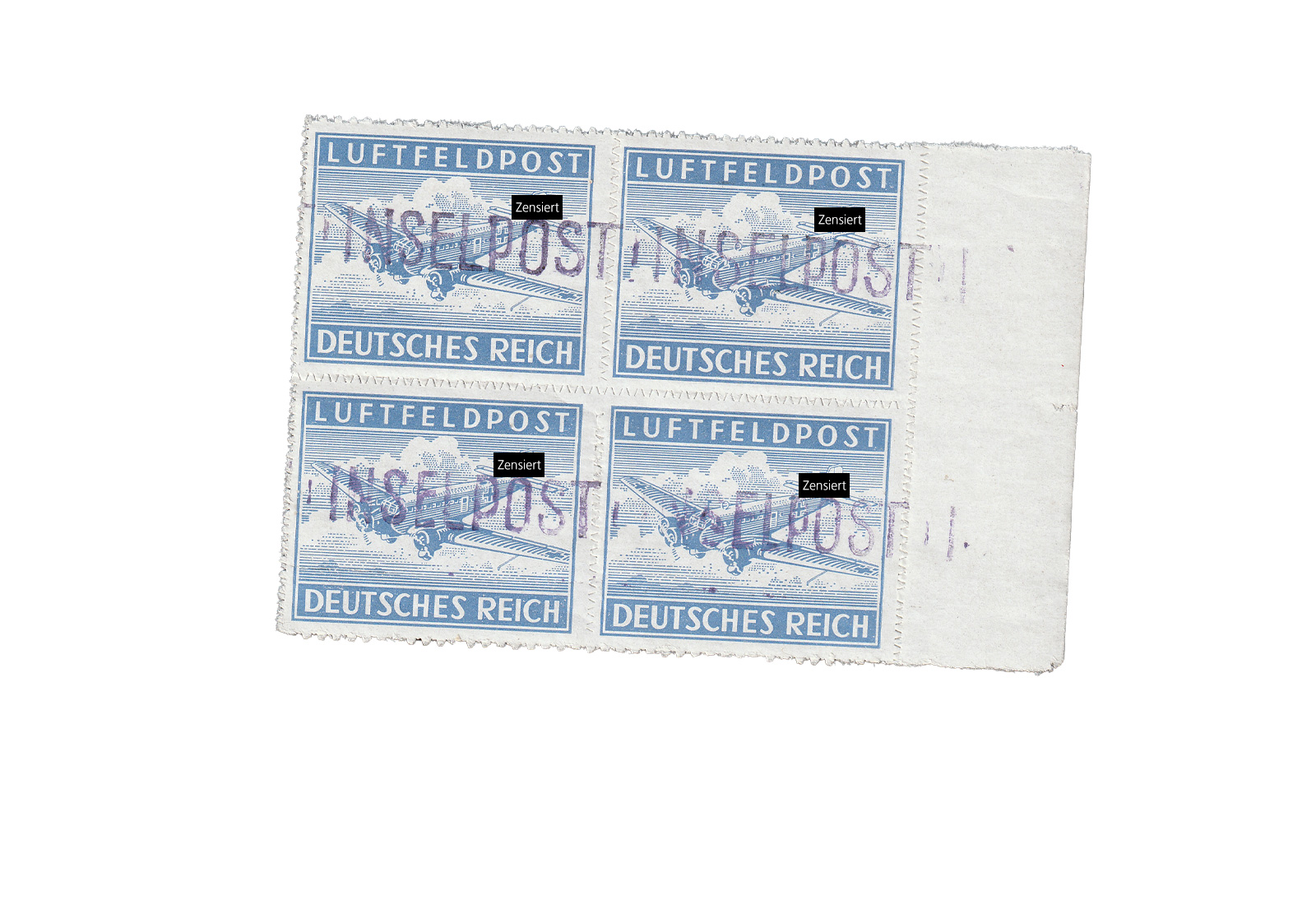 Luftfeldpost-Marke Leros 1944 MiNr. 11 Bb im Viererblock Falz VB geprüft