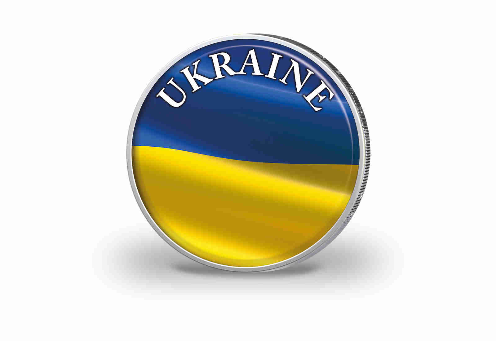 2 Euro vergoldet Ukraine Flagge mit Farbmotiv