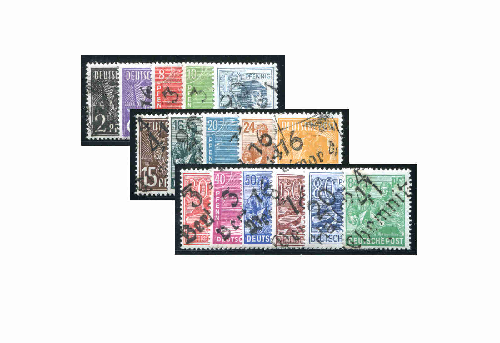 SBZ Bezirkshandstempel 1948 Bezirk 37 Schwerin Mi.Nr. 166/181 (ohne 179) gestempelt geprüft