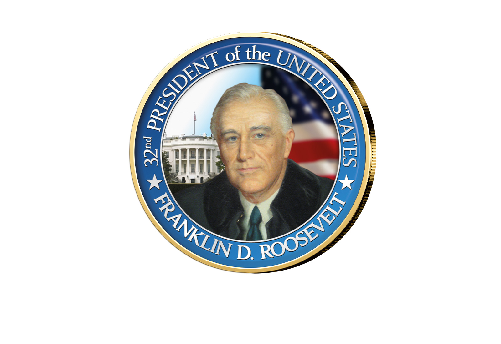 ½ Kennedy-Dollar USA mit Farbapplikation Franklin D. Roosevelt