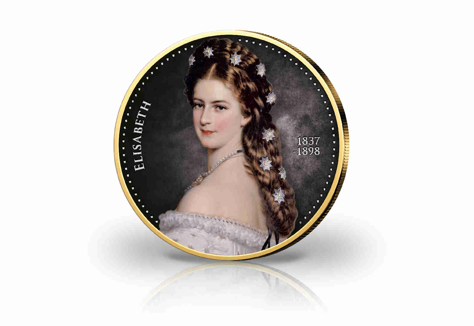2 Euro Kaiserin Elisabeth Sissi mit Kaltemaille und 24 Karat Gold