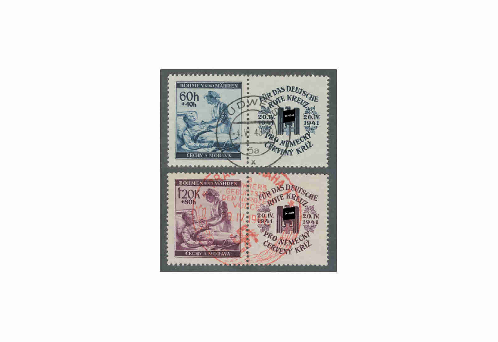 Briefmarken Böhmen und Mähren Rotes Kreuz Michel-Nr. 62/63 Zf postfrisch