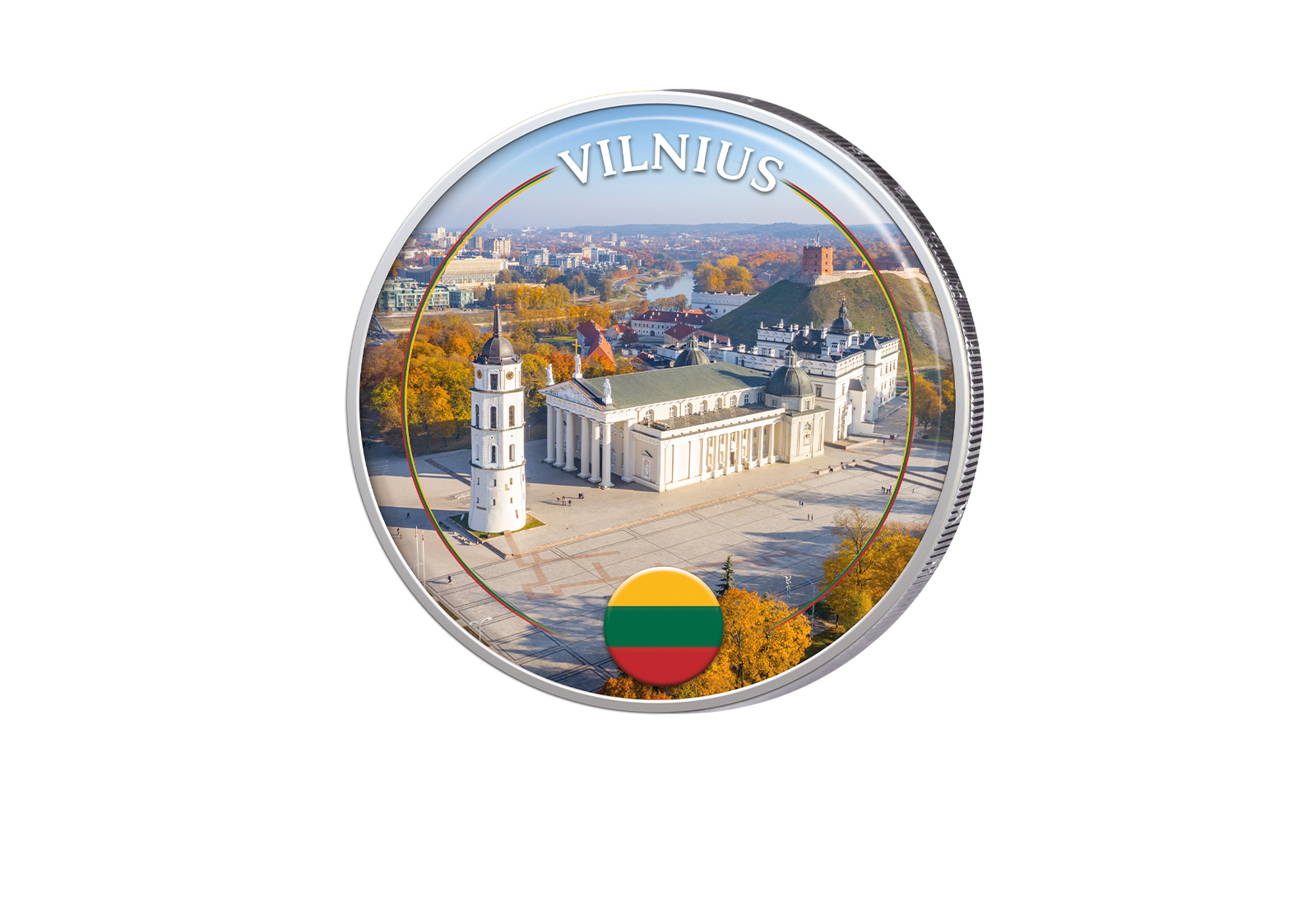 2 Euro  mit Farbapplikation Vilnius - Litauen