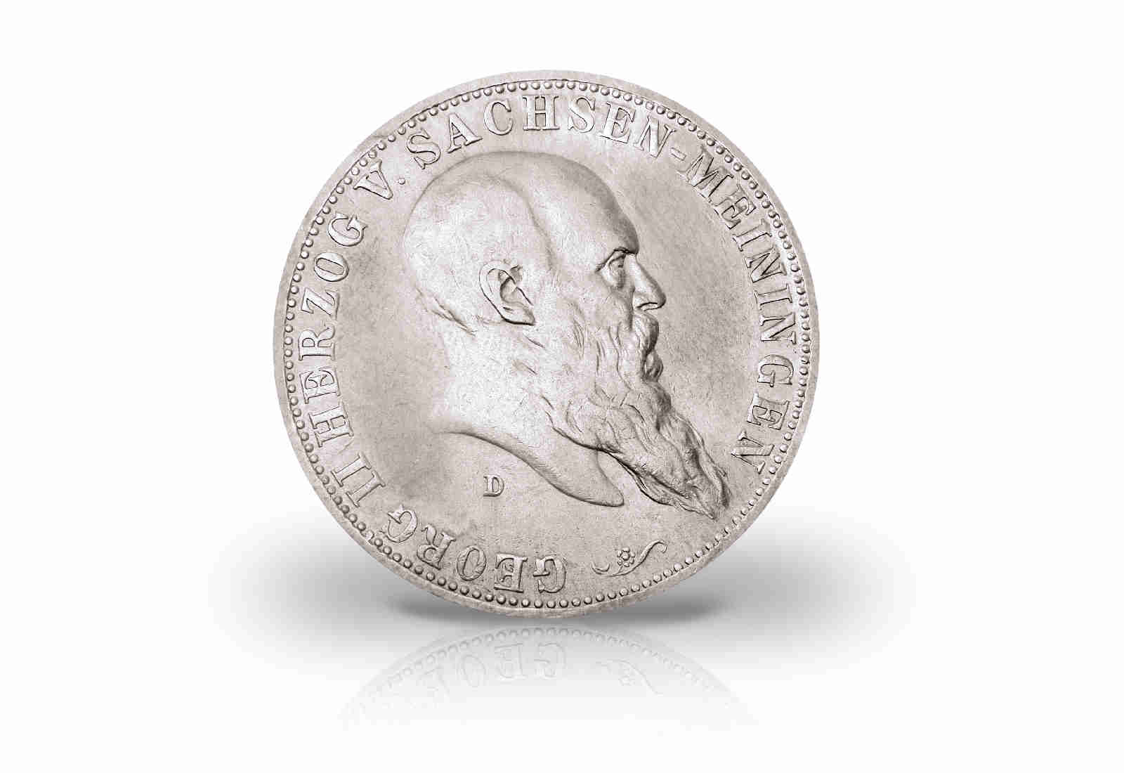 Sachsen-Meiningen 5 Mark Silbermünze 1900 - 1901 Georg II. Jaeger-Nr. 150